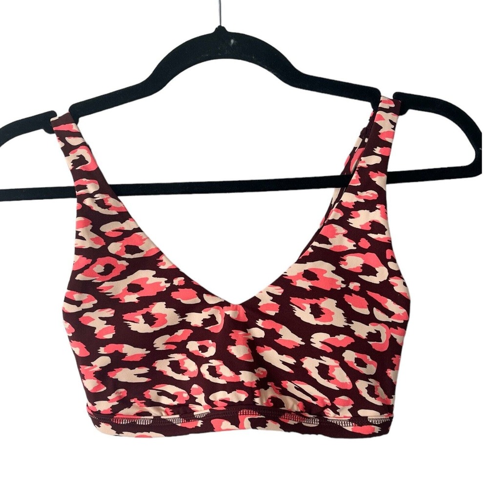 NWT Aerie Offline Purple Leopard Print Strappy Padded Sports Bra Size XS